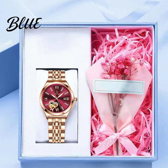 Round Dial Women Rhinestone Dress Steel Strap Luminous Stainless Watch Waterproof Calendar Display Wristwatch Fashion