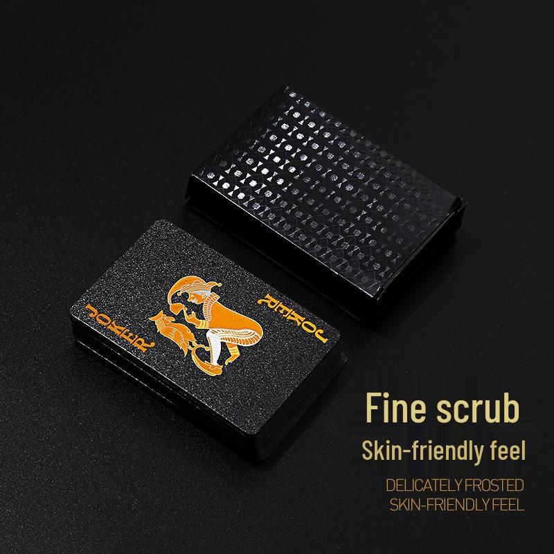 Gold Plated Black PVC Playing Cards: Waterproof, Fold-Resistant, Wear-Resistant, Dirt-Resistant, Washable.