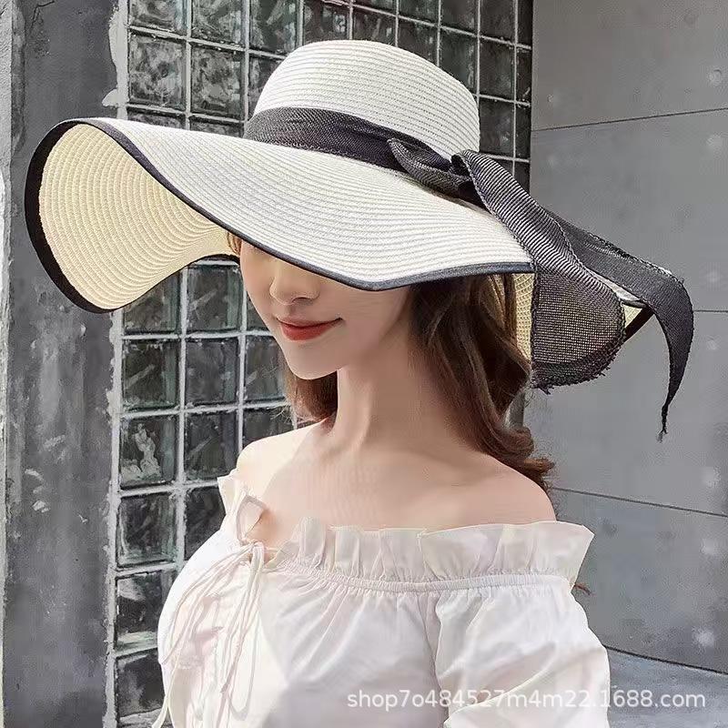 French Small Daisy Large Brim Breathable Straw Hat Women's Summer Seaside Vacation Woven Hat Raffia Sun Hat Tide