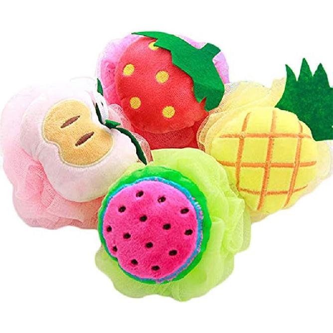 Bath and Shower Loofah Sponge Set of 3, Non-Toxic, Soft Terry Cloth, Cute Animal Design (Rabbit/Duck/Bear)