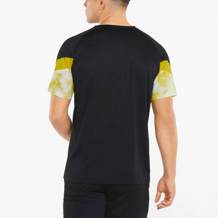 Puma Pánské tričko s krátkým rukávem a logem v colorblockovém provedení, s kulatým výstřihem, černé 765038-02