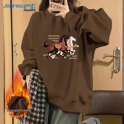 JEANSWEST Damen Sweatshirt mit entspannter Passform und Fleecefutter