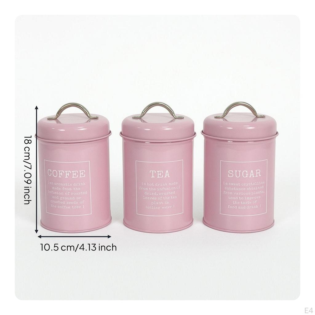 3 Pieces Kitchen Canister Set Airtight Storage Countertop Metal Canisters with Lids for