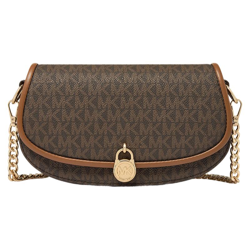 MICHAEL KORS Mila Presbyopic Gold Lock Artificial Leather Crossbody Bag Small Women s Dark Brown золотой