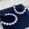 Fashion White Pink Heart Women Silver Bracelets Bangles for Girl Shinny Cut CZ Bridal Adjustable Bracelet Party Jewelry