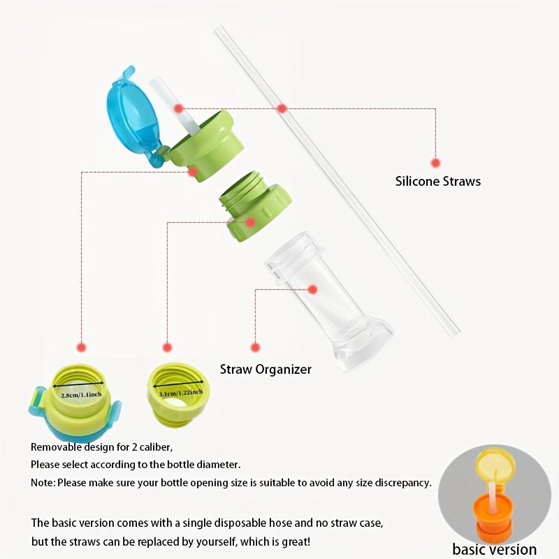 Bærbar Sprutsikker Drikkeflaskehette med Sugerør - Drikkeflaskeadapter med Sugerør - Lekkasjesikker og Gjenbrukbar - for Utendørs, Arbeid, Skole - Passer for Alle Aldre