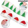 200-500Pcs Self-Adhesive PVC Christmas Stickers Christmas Tree Santa Hat Gift Tags Gift Wrapping Seals Decals Party Decorations