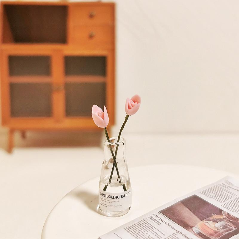 

1:12/1:6 Миниатюрная ваза для цветов в виде кукольного домика, цветочный орнамент, мини-подсолнух, тюльпан, лилия, цветочная композиция, ваза, аксессуары для кукол as the picture