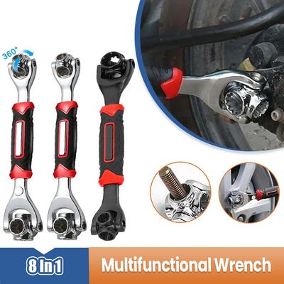 8-in-1-Drehmomentschlüssel, Universal-Ratschen-Spline-Multifunktionsschlüssel, 360-Grad-Schraubenhülse, Handwerkzeug für Auto-Steckschlüsselsatz