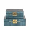 2 Pieces Leather Jewelry Box Decorative with Hinged Lid Textured