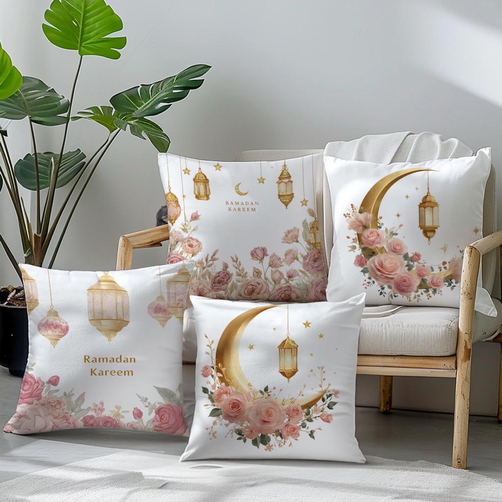 45x45cm Ramadan Festival Illustration Moon Lantern Pillow Covers Living Room Sofa Cushion Cover Soft Home Decorations