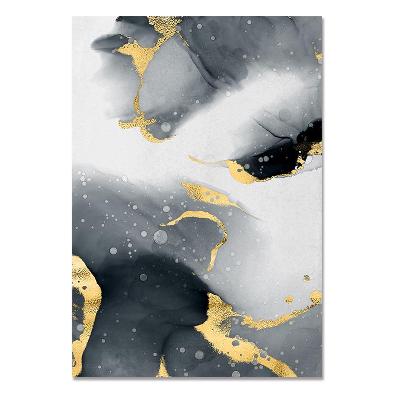 Aquarelldruck, modernes Bild, abstraktes Glod-Schwarz, Poster und Drucke für Wohnzimmer, Wandkunst, Leinwand, Ölgemälde, Dekor, Zuhause