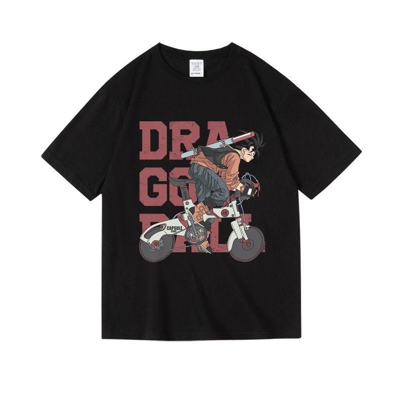 Japanese Anime 2D Dragon Ball Goku Printed Pure Cotton Round-neck Short-sleeved and Half-sleeved T-shirts for Men and Women