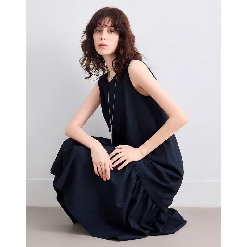 Demana Retro Overture Faux Two-Piece A-Line Mid-Length Dress L