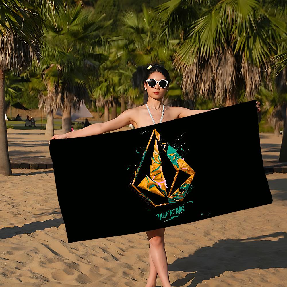 V-Volcoms LOGO Beach Towel Colorful Bath Towels for Girl Microfiber Quick Dry Sand Free Beach Yoga Spa Gym Pool