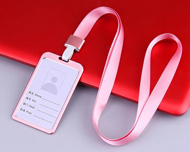 Aluminum Alloy Card Cover Men Women Business Work Name Card ID Badge Lanyard Metal Case Credit Card Holder Bags Protector