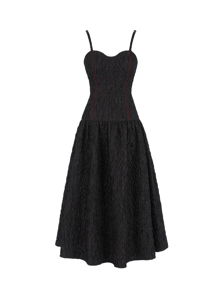 Kisserihe Bustier Shirred Dress_Black