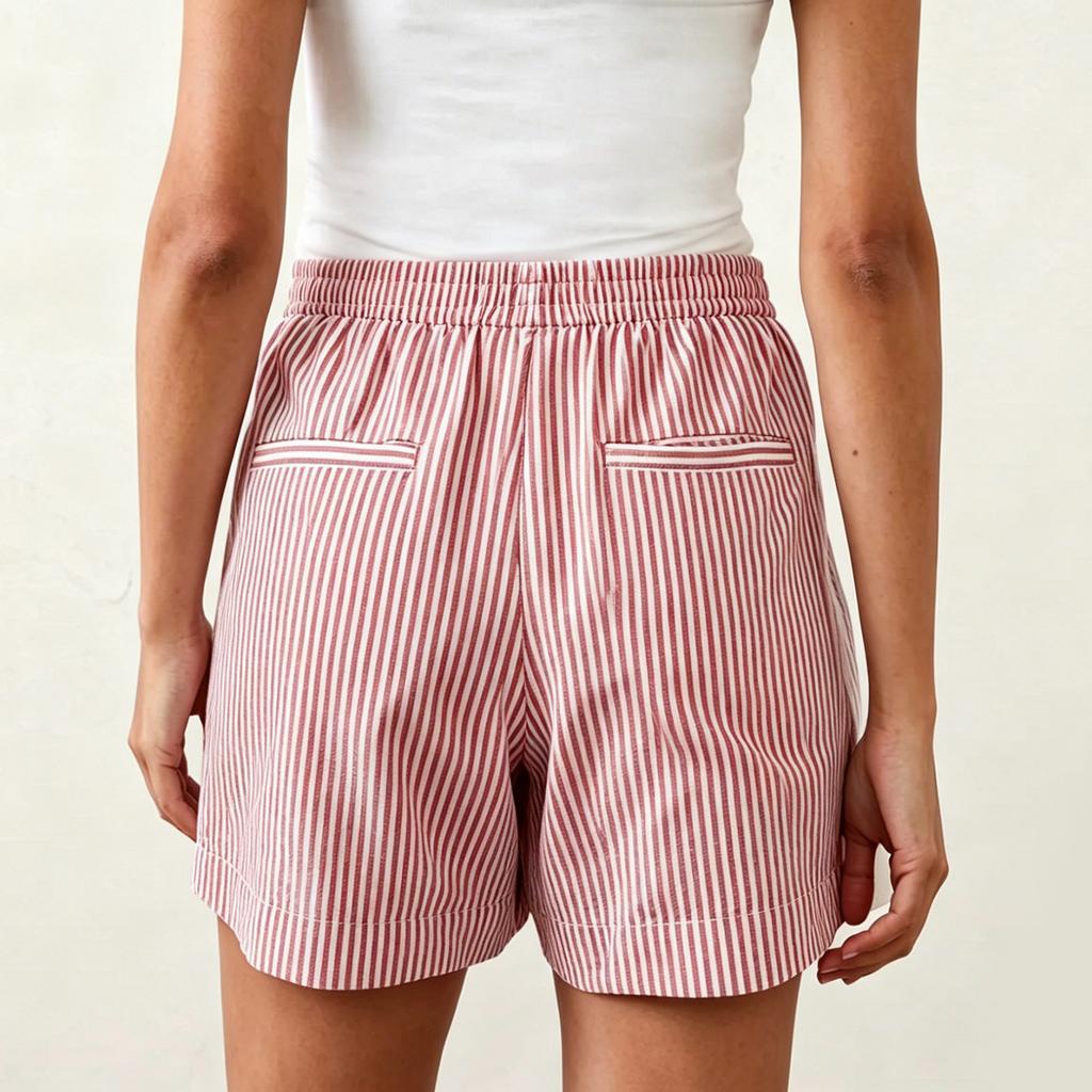 Women's casual loose striped shorts