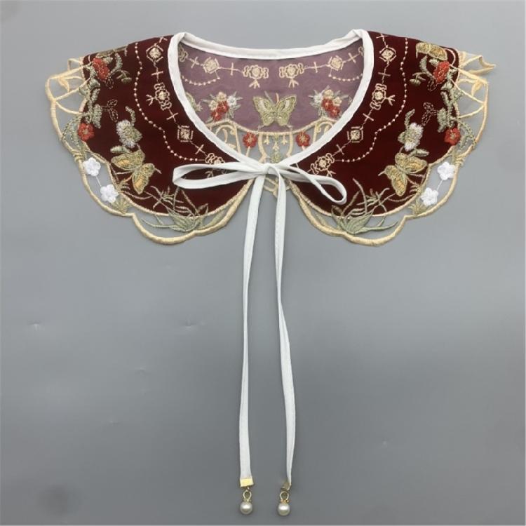 Lace Laple Shawl for Lady Girl Shawl Collar Beautiful Floral Embroidery Collar