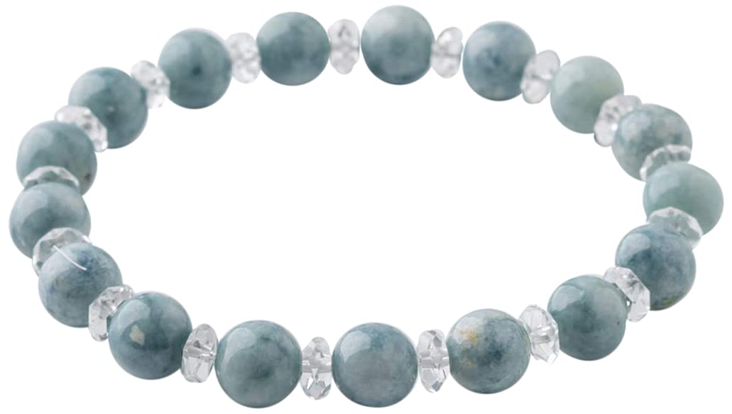

15cm Itoigawa Natural Jadeite Bracelet with Blue and Quartz a Beautiful Japanese National Stone and Jomon Power Stone Jadeite Workshop Special синій