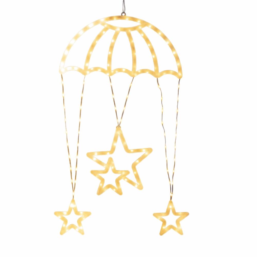 Warm/Colorful Light Parachute Star Lantern Pink Heart Festival Decorative Lights  Exterior Wall