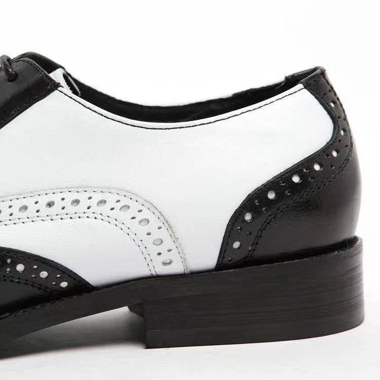 Men's Brogue Leather Shoes - Trendy, Large Size, Color-Blocked, Business Formal, All-Match