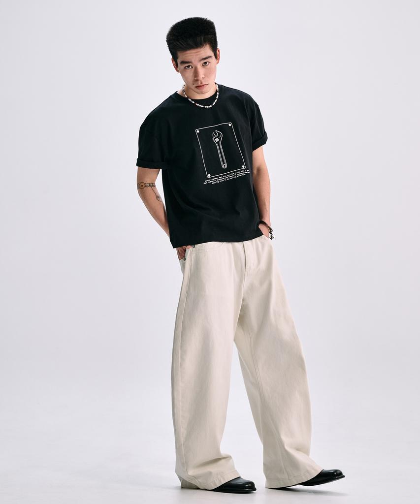 TAKEASY Cotton Curved J Pants (Cream)