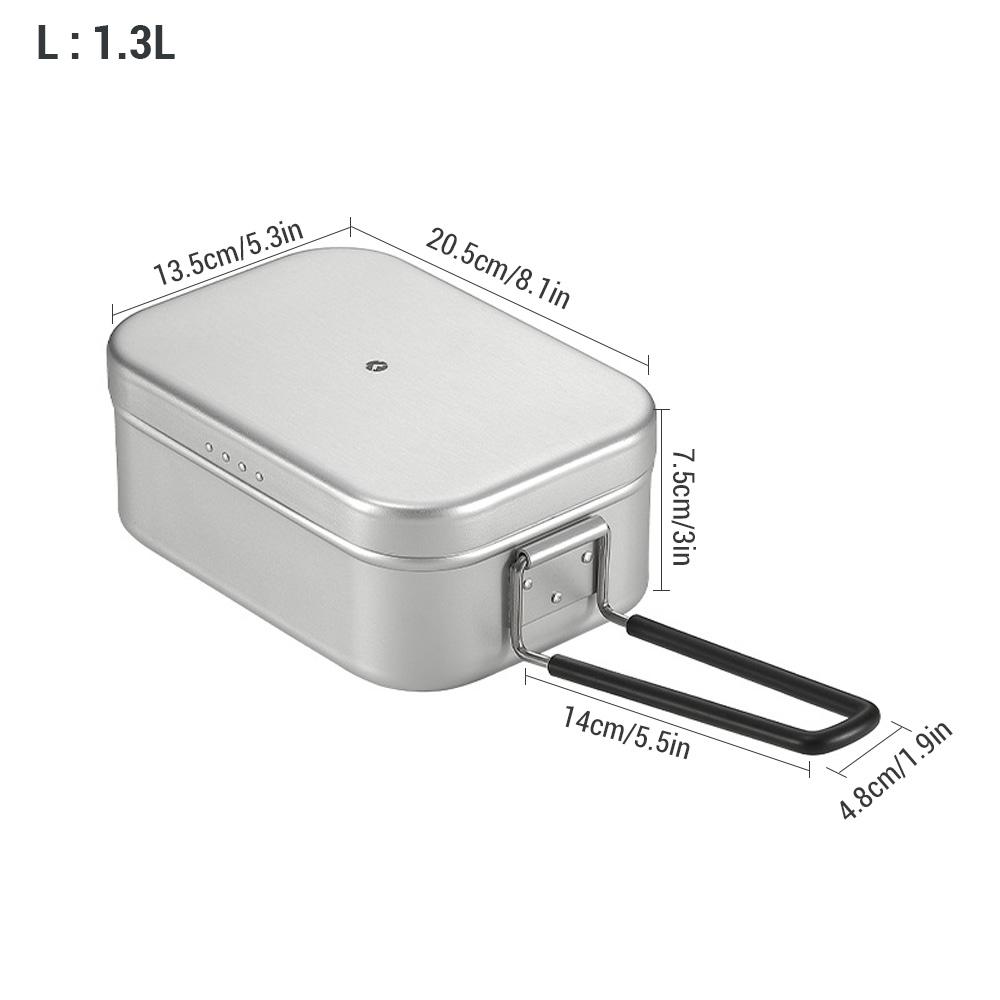 Camping Lunch Box Folding Handle Aluminum Camping Bento Container Camping Picnic Cookware 650ml