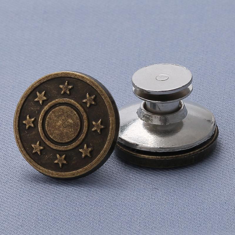 Adjustable 17MM Metal Waist Slimming I-Shaped Jeans Button - Detachable and Nail-Free