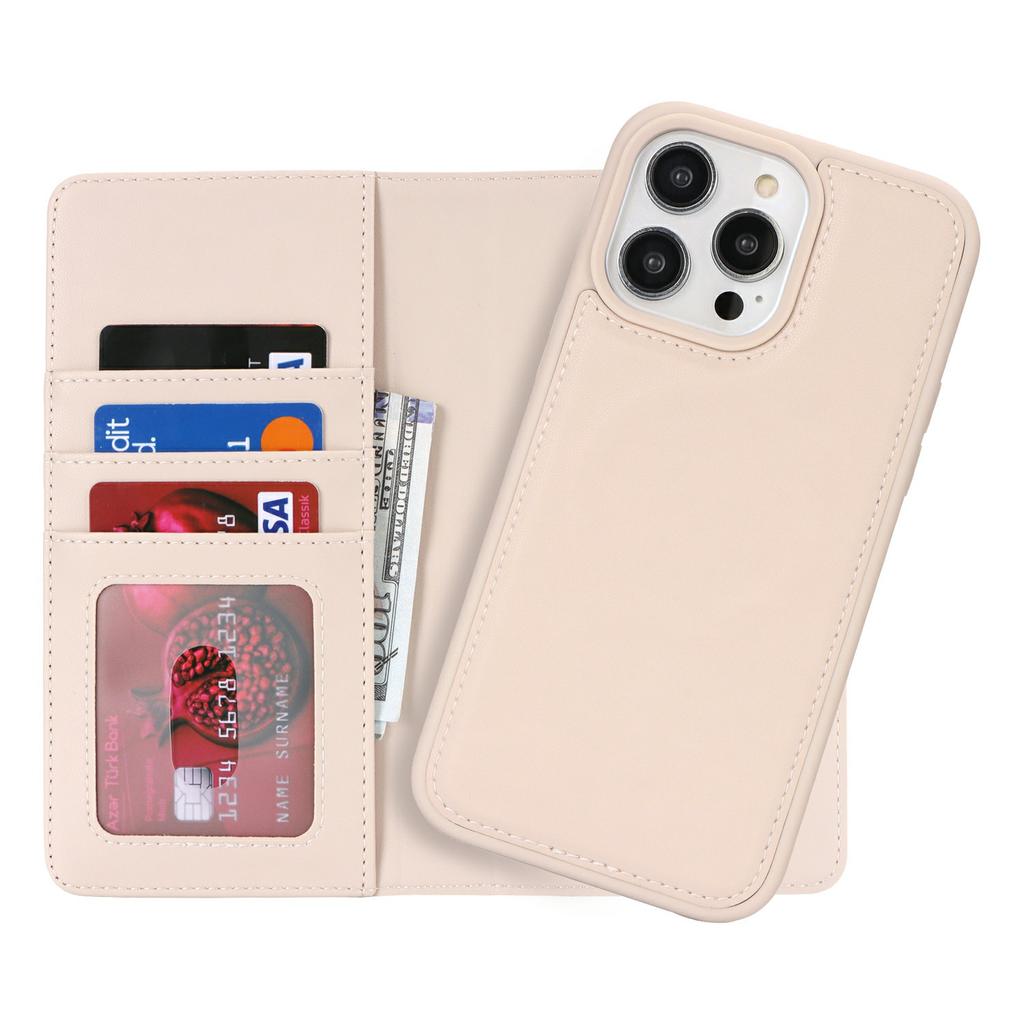 For iPhone 15 Pro Wallet Case Compatible with MagSafe Anti-Drop Detachable PU Leather Phone Cover