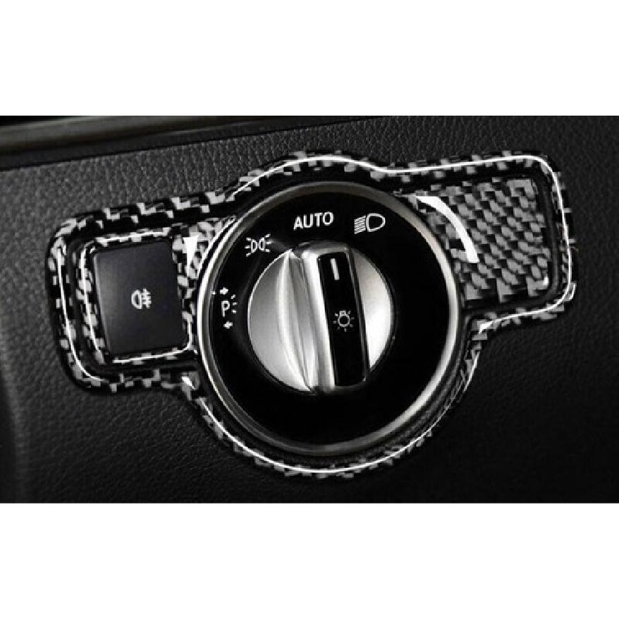 For Benz GLE GLS 2016-2019 Real Carbon Fiber Headlight Control Button Ring Trim