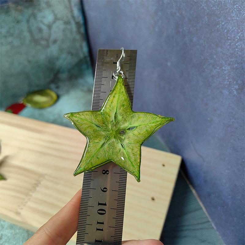 Kiwi Fruit Slice Plant Earrings for Women Epoxy Resin Handmade Dangle Jewelry for Spring and Summer Parties