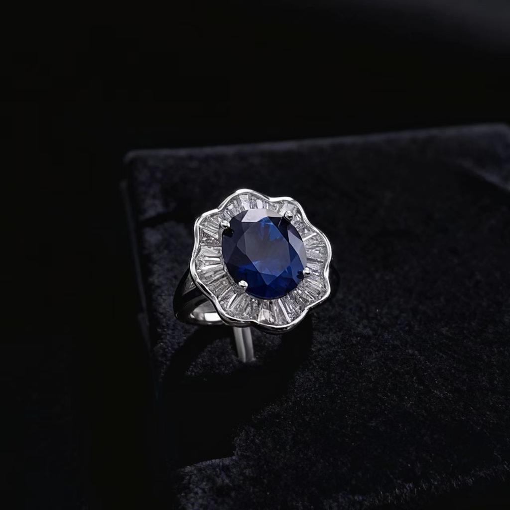 Imitation Natural Ruby Sapphire Ring Women's Fashion Coconut Round High Carbon Diamond Ring Jewelry