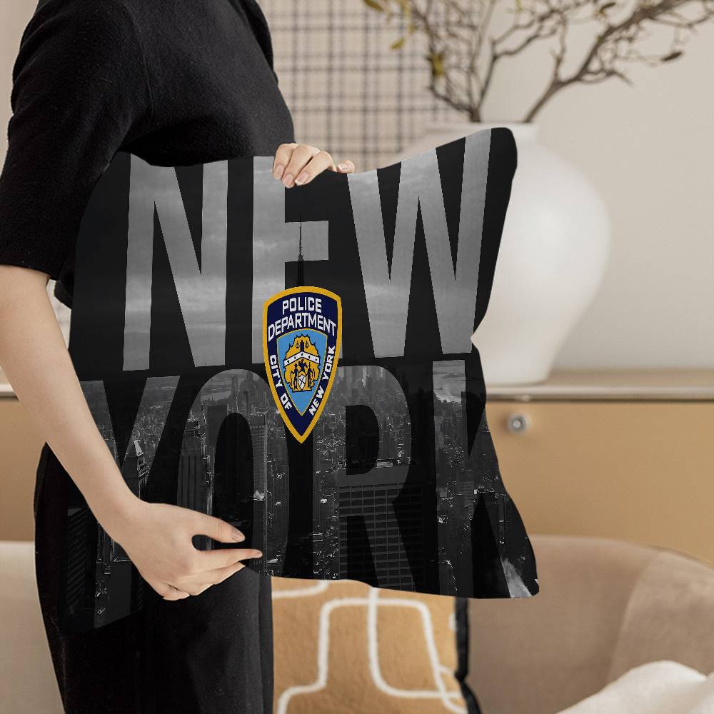 N-New York City Police Department NYPD Pillow Covers Cartoon Sofa Decorative Home Double-sided Printing Short Plush Cute Cushion