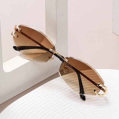 Fashionable Men Frameless Sunglasses Multi-Color High-End Metal Women Neutral Style Street Sun Glasses Uv400