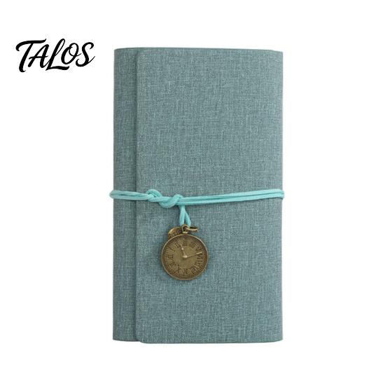 Stain-resistant Journal A6 Faux Leather Notebook, 6 Ring Loose Leaf Binder with Retro Clock Ink-proof Planner Pendant, 7 Inch Personal for Travel