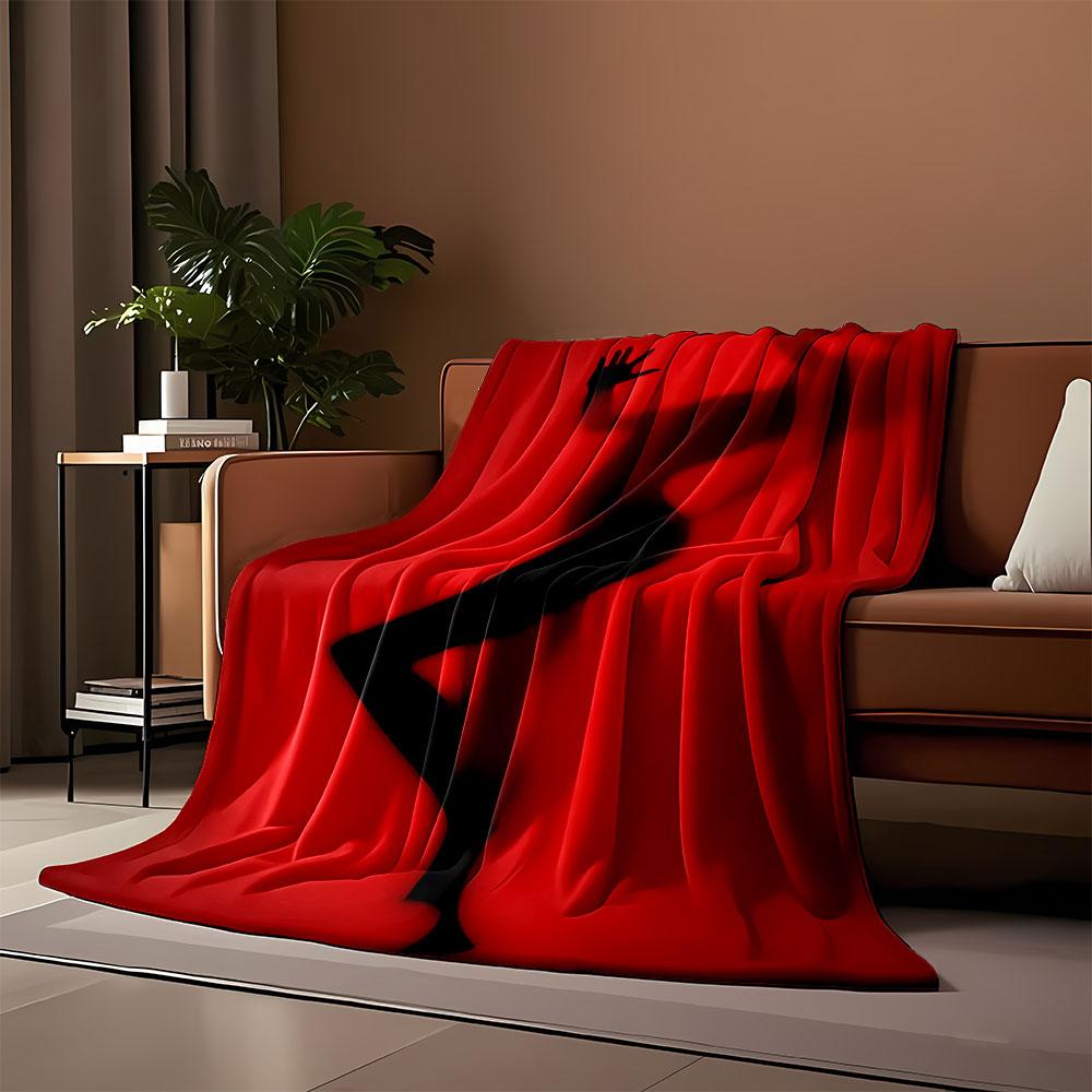 Silhouette On Red Background for All Seasons Blanket Lunch Break Throw Gift