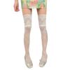Vintage Colorful Patterned Over Knee Socks Floral Lace Trim Fishnet Mesh Stretchy Nylon Thigh High Stockings For Women