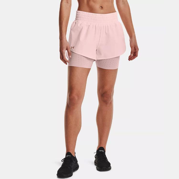 Under Armour 2-in-1 Woven Training Shorts Women Bottoms Pink 1361154-658