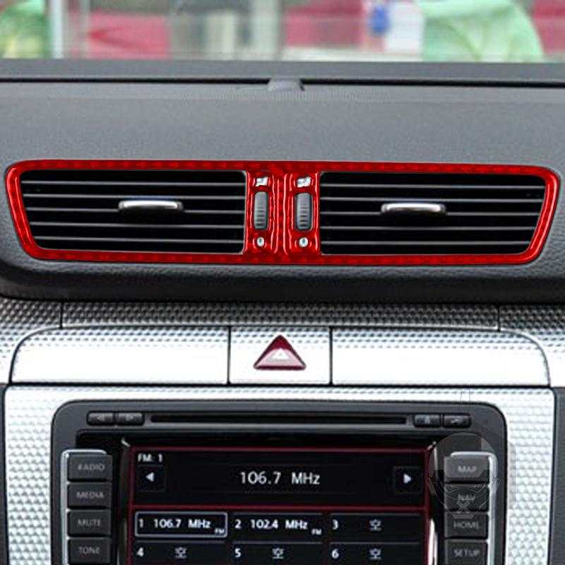 For VW Volkswagen Passat B6 2006-2011 Center Air Outlet Trim Frame Cover Soft Real Carbon Fiber Sticker Car Interior Accessories