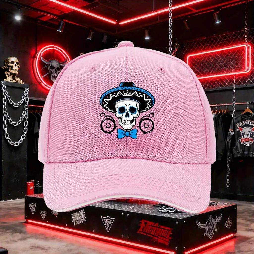 Day Of The Dead Mariachi Skull Baseball Cap Polyester Adjustable Casual Snapback Hat Unisex