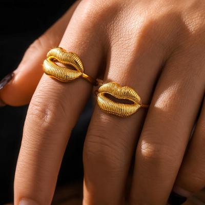 Adjustable Titanium Steel Smile Lips Ring - European American Design
