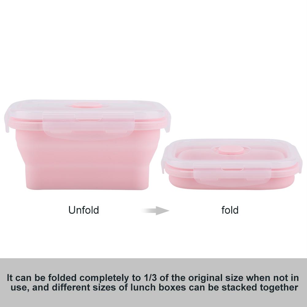 Portable Silicone Lunch Box Folding Microwave Safe Lunchbox Food Container