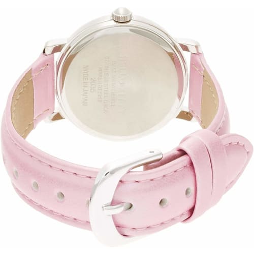 Citizen Q&Q Women's Analog Hello Kitty Waterproof Watch with Leather Strap, Made in Japan, 0003N001, Pink