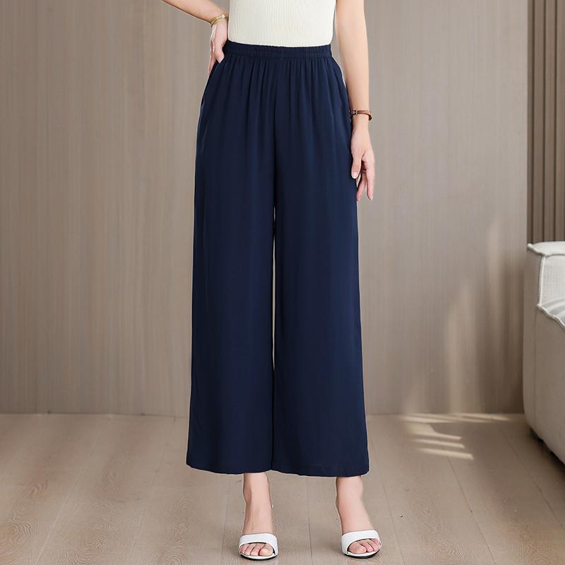 Pantaloni Estivi da Donna Taglie Forti a Vita Alta Larghi Vintage Abbigliamento Elastico in Vita Pantaloni Estivi
