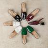 Women's Patent Leather Square Toe Chunky Heel Sandals - Backless, European & American Style, Plus Size 43