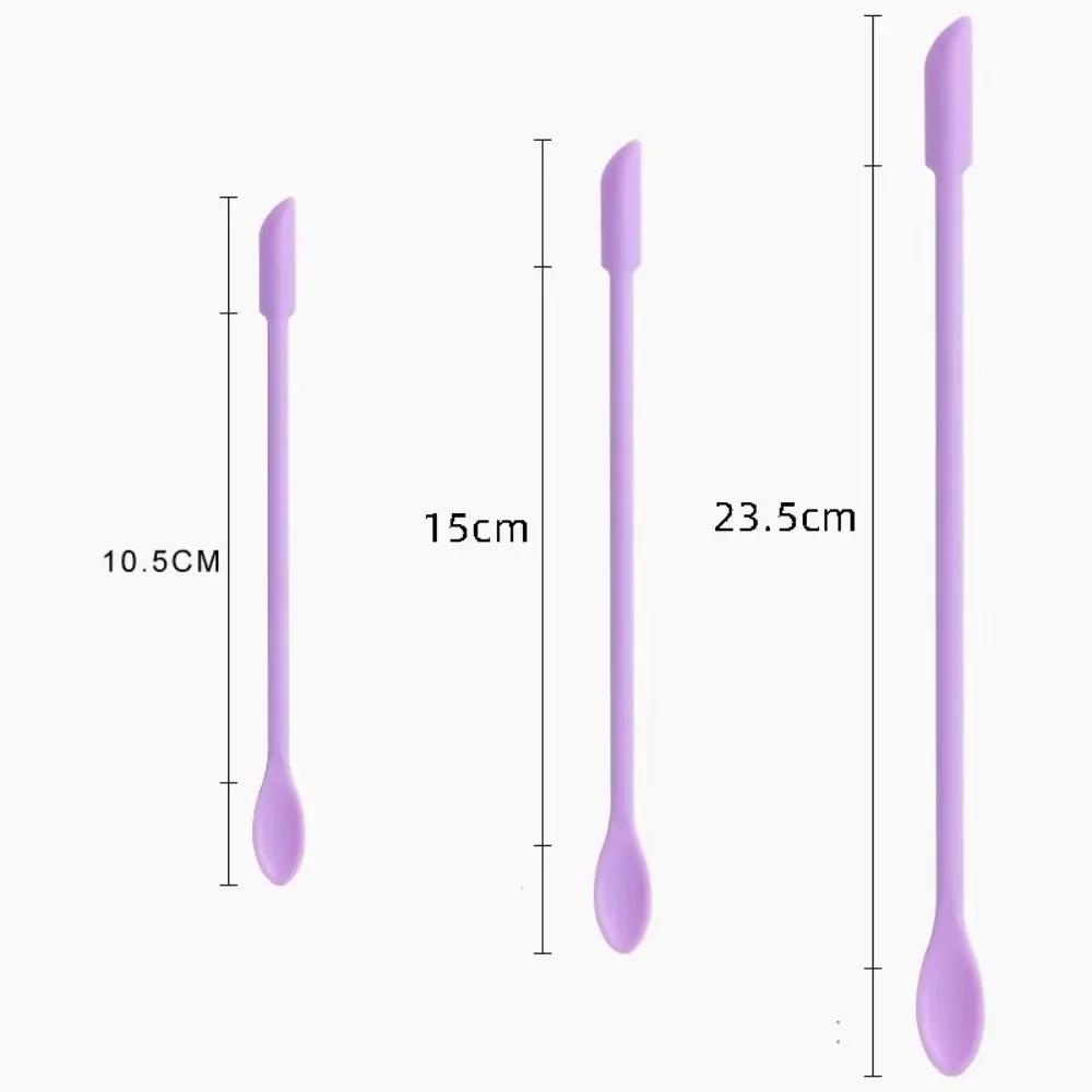 3pcs Portable Mini Silicone Scraper Double-head Lengthened Cosmetic Digging Spoon Soft Face Mask Brush Makeup Brushes Set