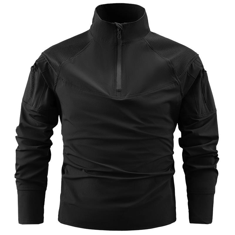 Men s 2025 Autumn Ice Silk Quick-Dry Stand-Up Collar Sports Hoodie L