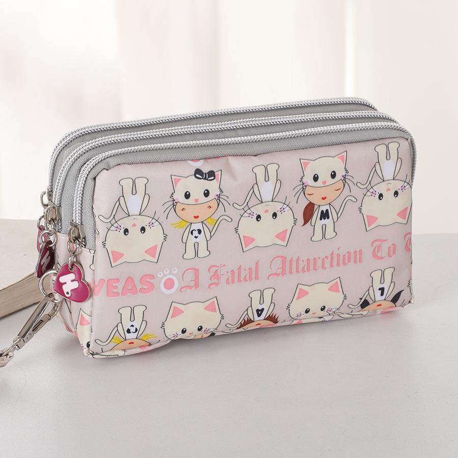 

Трехслойный клатч-браслет на молнии - Женская милая моющаяся тканевая сумочка и кошелек для телефона