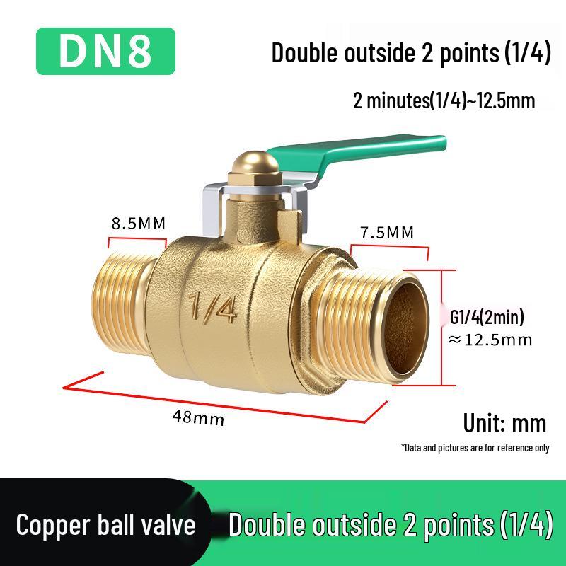 Heavy-Duty 1/2" Brass Ball Valve for Air and Water Pipes, Internal/External Thread